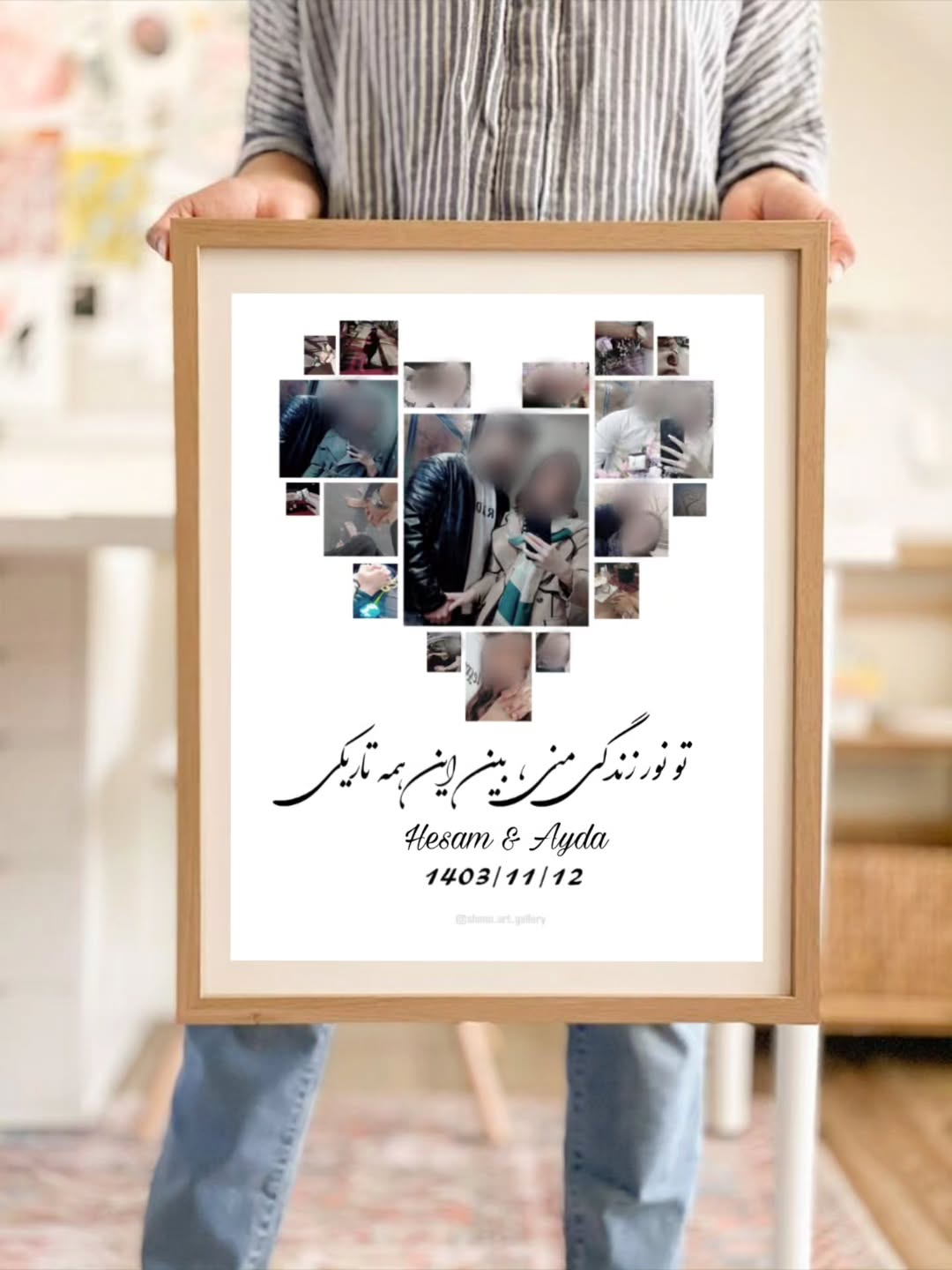 تابلو کلاژ عکس با چیدمان قلب-کد1